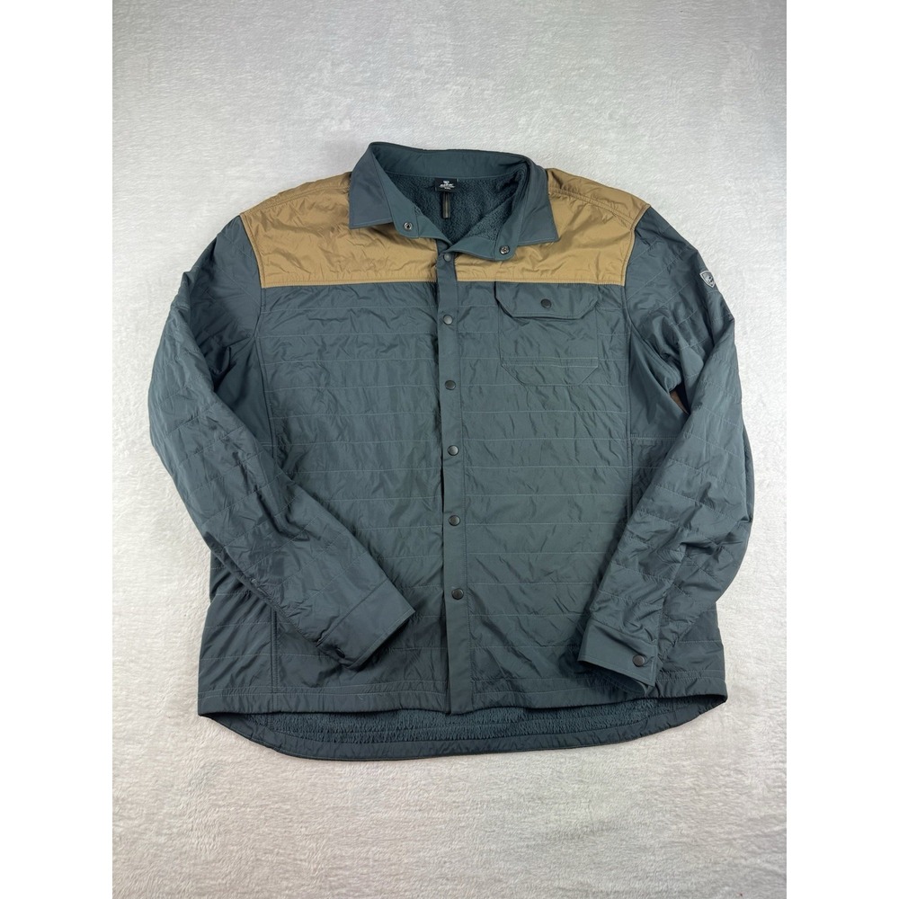 Kuhl The One Jacket Mens XXL Blue Snap Front Lined Windbreaker Shirt Jacket